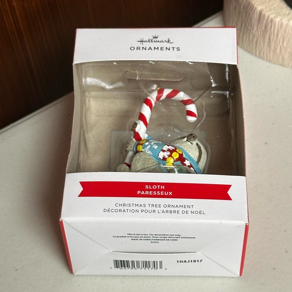Hallmark Christmas Ornament Sloth figure wearing colorful sweater - Picture 6 of 8